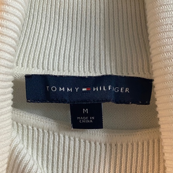 Tommy Hilfiger white Turtleneck Sweater with Red and Blue Stripes - Picture 5 of 6